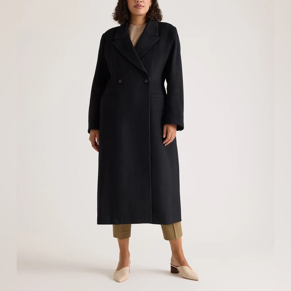 Quince Women Wool
Cashmere Tailored Long Coat Black‎ Outerwear M